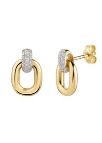 Paar Ohrstecker Firetti "Schmuck Geschenk Gold 333 Ohrschmuck Ohrringe Drop bicolor", gelbgoldfarben, wei&szlig;goldfarben, kristallwei&szlig;, kristallwei&szlig;, Ohrringe, Damen, Gelbgold 333, Paar Ohrstecker, mit Zirkonia (synth.)