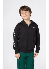 Kapuzensweatjacke Champion "ICONS CONTRAST Full Zip Hoodie", Jungen, Gr. M (140/146), nbk, Obermaterial: 73% Baumwolle, 27% Polyester, Sweatjacken Kapuzensweatjacke
