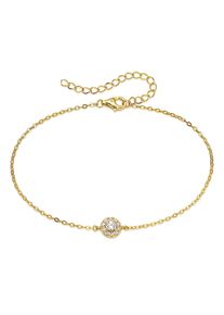 Armband Bruno Banani "Schmuck Geschenk Silberarmband gelbgoldfarben vergoldet", gelbgoldfarben, kristallwei&szlig;, kristallwei&szlig;, Armb&auml;nder, Damen, 24cm, Silber 925 (Sterlingsilber), Armband, mit Zirkonia (synth.)