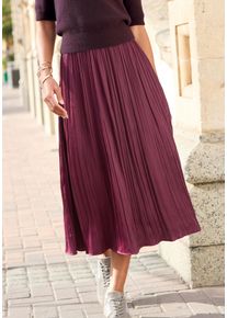 Maxirock Lascana, Damen, Gr. 38, bordeaux, Web, Obermaterial: 100% Polyester, unifarben, figurumspielend kn&ouml;chellang, R&ouml;cke Maxirock, mit Plisseefalten, edel gl&auml;nzende Ware, Topseller