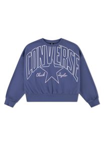Sweatshirt Converse "CNVG RELAXED BOXY GRAPHIC CREW", M&auml;dchen, Gr. 152/158 (XL), indigo storm, Obermaterial: 60% Baumwolle, 40% Polyester, Sweatshirts Sweatshirt, sportliches Design, f&uuml;r Children und Teens
