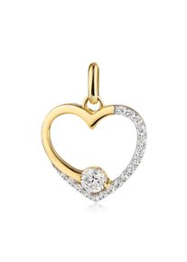 Kettenanh&auml;nger Firetti "Schmuck Geschenk Gold 333 Halsschmuck Anh&auml;nger Herz", gelbgoldfarben, wei&szlig;goldfarben, kristallwei&szlig;, kristallwei&szlig;, Schmuckanh&auml;nger, Damen, Gelbgold 333, 0,9 g, Kettenanh&auml;nger, mit Zirkonia (synth.)