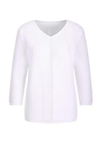 Rundhalspullover GOLDNER "Eleganter V-Ausschnitt Pullover", Damen, Gr. 52, wei&szlig;, Obermaterial: 50% Baumwolle CO. 50% Polyacryl PAN., gerade, Rippe, Pullover Rundhalspullover, Strick-Details