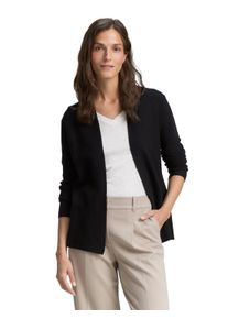 Cardigan Tom Tailor, Damen, Gr. XS, schwarz (deep schwarz), Strick, Obermaterial: 100% Baumwolle, unifarben, figurumspielend h&uuml;ftlang, Rundhals, Strickjacken Cardigan, mit feiner Struktur, Topseller