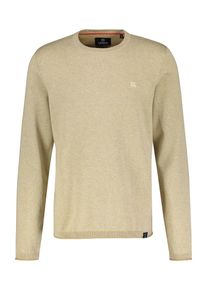 Strickpullover Lerros "Rundhalspullover, Flachstrick", Herren, Gr. S, beige (tender beige melange), 100% Baumwolle, normal, Rundhals, Pullover Strickpullover