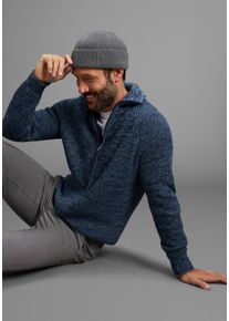 MAN'S WORLD Strickjacke MAN'S WORLD "Mit Stehkragen & Rei&szlig;verschluss", Herren, Gr. 3XL (64/66), blau melange, Strick, Obermaterial: 50% Baumwolle, 50% Polyacryl, meliert, regular fit, Rippb&uuml;ndchen, Strickjacken Strickjacke, melierte Optik,weicher Griff, Perfekt f&uuml;r die k&auml;ltere Jahreszeit