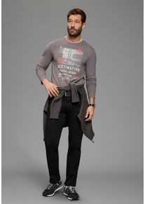 MAN'S WORLD Langarmshirt MAN'S WORLD "neue Farbe", Herren, Gr. XL (56/58), grau, Single Jersey, Obermaterial: 100% Baumwolle, bedruckt, normal, Rundhals, abgesteppte Kante, Shirts Langarmshirt, Langarm, bedruckt, Rundhalsausschnitt, aus 100% Baumwolle