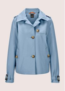 Madeleine Mode Trenchcoat MADELEINE "Kurzjacke Verk&uuml;rzte Trenchjacke mit Taschen", Damen, Gr. 40, blau (rauchblau), Obermaterial: 85% Polyester PES. 15% Baumwolle CO., Modern, M&auml;ntel Trenchcoat