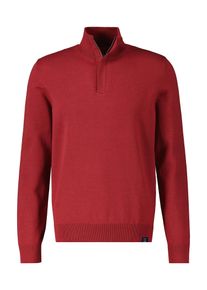 Strickpullover Lerros "Troyer in Twist-Strick", Herren, Gr. S, rot (ruby rot), 100% Baumwolle, normal, ohne Ausschnitt, Pullover Strickpullover