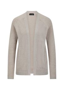 Strickjacke GOLDNER "Kurzgr&ouml;&szlig;e Strickjacke mit Strickbandblende", Herren, Gr. 19, beige (stein), Obermaterial: 57% Polyacryl PAN. 26% Polyester PES. 17% Baumwolle CO., gerade, V-Ausschnitt, Strickjacken Strickjacke, aus B&auml;ndchengarn gestrickt