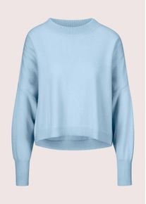 Madeleine Mode Longpullover MADELEINE "Strickpullover Kaschmir Pullover mit Rundhalsausschnitt", Damen, Gr. 44/46, blau (himmelblau), Obermaterial: 90% Schurwolle WV. 10% Kaschmir WS., Modern, normal, Pullover Longpullover, Oversized Look