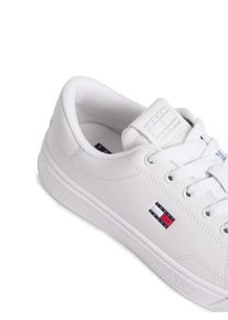 Plateausneaker Tommy Jeans "TJW SCRIPT CUPSOLE", Damen, Gr. 35, ecru, Leder, Lederimitat, Schuhe Plateausneaker, Freizeitschuh, Halbschuh, Schn&uuml;rschuh mit seitlicher Logoflagge