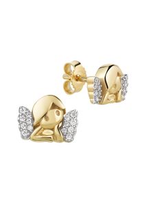 Paar Ohrstecker Firetti "Schmuck Geschenk Gold 333 Ohrschmuck Ohrringe Engel", gelbgoldfarben, wei&szlig;goldfarben, kristallwei&szlig;, kristallwei&szlig;, Ohrringe, Damen, Gelbgold 333, Paar Ohrstecker, mit Zirkonia (synth.)