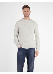 Strickpullover Lerros "L&auml;ssiger Flachstrickpullover", Herren, Gr. S, wei&szlig; (fog wei&szlig; melan), 100% Baumwolle, Pullover Strickpullover