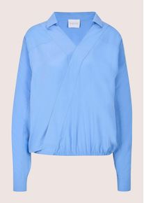 Madeleine Mode Langarmbluse MADELEINE "Bluse Bluse im Wickel-Look", Damen, Gr. 36, blau (gletscherblau), Obermaterial: 100% Viskose CV., Modern, normal, Blusen Langarmbluse