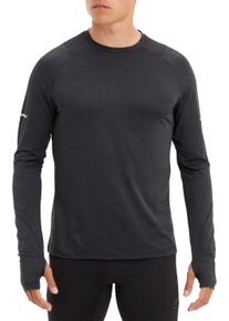 Langarmshirt Energetics "He.-Langarmshirt Ailo LS M", Herren, Gr. S, schwarz (melange, schwarz, schwarz), Single Jersey, Obermaterial: 88% Polyester, 12% Elasthan, gestreift, Rundhals, Raglan&auml;rmel eingefasste Kante, Shirts Langarmshirt