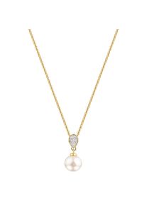 Kette mit Anh&auml;nger Firetti "Schmuck Geschenk Gold 333 Halsschmuck Halskette Ankerkette Tropfen", gelbgoldfarben, kristallwei&szlig;, wei&szlig;, Halsketten, Damen, Gelbgold 333 Perlen, L: 45 B: 0,8mm, Gelbgold 333, Perlen, Kette mit Anh&auml;nger, mit Zirkonia (synth.) - mit S&uuml;&szlig;wasserzuchtperle, B:0,8mm