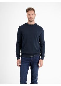 Strickpullover Lerros "Crewneck Strickpullover", Herren, Gr. L, blau (classic navy), 100% Baumwolle, Pullover Strickpullover, Weicher Strick-Pullover, Rundhalsausschnitt, lange &Auml;rmel, pflegeleicht