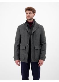 Wollmantel Lerros "Herren Kurzmantel", Herren, Gr. 54, grau (graphit), 61% Polyester, 32% Wolle, 3% Polyamid, 2% Polyacryl, 2% Viskose, M&auml;ntel Wollmantel