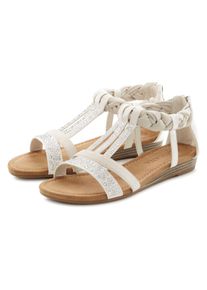 Sandale Lascana "Sommerschuh, Sandalette", Damen, Gr. 40, wei&szlig; (sanftes wei&szlig;), Obermaterial: 100% Lederimitat. Decksohle: 100% Lederimitat. Futter: 100% Lederimitat. Laufsohle: 100% Lederimitat, Glitzer, unifarben, Schuhe Sandale, mit Glitzersteinen und kleinem Keilabsatz im Festival-Look VEGAN, Topseller