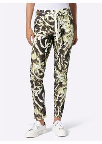 Webhose Heine, Damen, Gr. 46, Normalgr&ouml;&szlig;en, dunkelblau, bedruckt, 65% Baumwolle, 32% Polyamid, 3% Elasthan, bedruckt, gemustert, mehrfarbig, Hosen Webhose