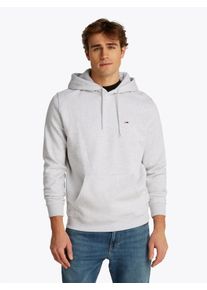 Hoodie Tommy Jeans "TJM REGULAR FLAG", Herren, Gr. XL, grau (silber grau heather), Sweatware, Obermaterial: 80% Baumwolle, 20% Polyester, unifarben, regular fit, breiter Bund, Sweatshirts Hoodie, mit bestickten Markenlogo auf Brusth&ouml;he