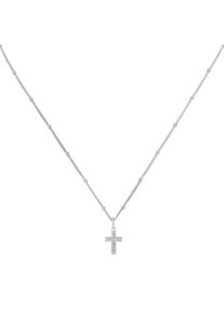 Kette mit Anh&auml;nger Firetti "Schmuck Geschenk Silber 925 Halsschmuck Panzerkette Kreuz-Anh&auml;nger", silberfarben, kristallwei&szlig;, Halsketten, Damen, Silber 925 (Sterlingsilber), L: 42 B: 1,1mm, Kette mit Anh&auml;nger, mit Zirkonia (synth.), B:1,1mm