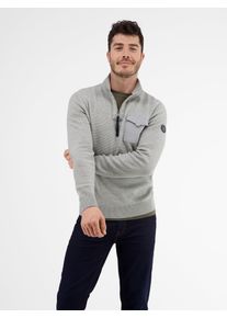 Strickpullover Lerros "Stricktroyer in kerniger Optik", Herren, Gr. S, grau (platinum grau m), 100% Baumwolle, Pullover Strickpullover