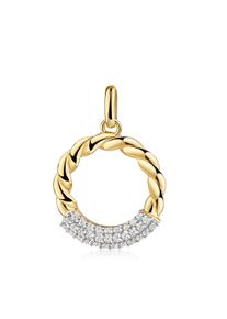 Kettenanh&auml;nger Firetti "Schmuck Geschenk Gold 333 Halsschmuck Anh&auml;nger Kreis rund Kordel", gelbgoldfarben, wei&szlig;goldfarben, kristallwei&szlig;, kristallwei&szlig;, Schmuckanh&auml;nger, Damen, Gelbgold 333, 1,31 g, Kettenanh&auml;nger, mit Zirkonia (synth.)