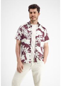 Kurzarmhemd Lerros "Halbarmhemd mit floralem Print", Damen, Gr. S, Normalgr&ouml;&szlig;en, rot (summer wine), 100% Baumwolle, Hemden Kurzarmhemd