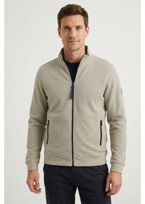 Sweatjacke Lerros "SELA", Herren, Gr. S, wei&szlig; (sanftes wei&szlig;), Sweatware, Obermaterial: 90% Baumwolle, 10% Polyester, unifarben, regular fit taillenbedeckt, ohne Ausschnitt, B&uuml;ndchen, Sweatjacken Sweatjacke, mit B&uuml;ndchen