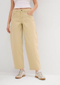 bonprix Barrel-Hose aus elastischem Baumwoll-Mix, beige, Gr.48, L&auml;ssige Barrel-Hose mit mittelhohem Bund, 98% Baumwolle