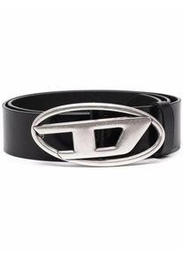 Diesel G&uuml;rtel - Black Leather Belt With Oval Silver-Tone Buckle - Gr. 85 - in Schwarz - f&uuml;r Damen