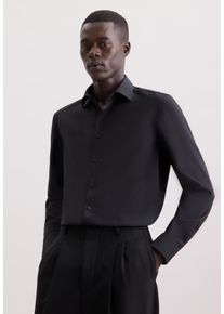 Businesshemd Seidensticker "Schwarze Rose", Herren, Gr. XL (44), normale &Auml;rmell&auml;ngen, schwarz, 50% Wolle, 50% Polyester, unifarben, slim fit, 2-Knopf-Manschette, Hemden Businesshemd, Slim 1/1 Kentkragen Uni