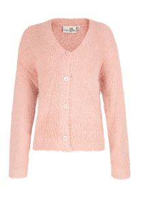 Strickjacke happy girls, M&auml;dchen, Gr. 128, rosa (dusty rose), Boucl&eacute;, Obermaterial: 55% Polyamid, 45% Polyacryl, unifarben, regular fit h&uuml;ftlang, V-Ausschnitt, angeschnitten Strickkante, Strickjacken Strickjacke, in kuscheliger Boucl&eacute;-Optik