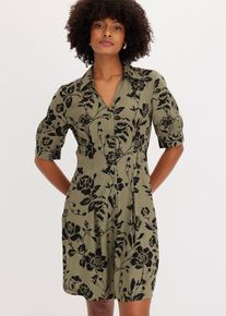 bonprix Blusenkleid aus flie&szlig;ender Viskose, gr&uuml;n, Gr.46, Modernes Kleid mit Knopfleiste