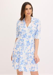 bonprix Blusenkleid aus flie&szlig;ender Viskose, blau, Gr.52, Modernes Kleid mit Knopfleiste