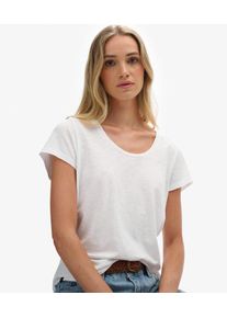 Superdry Damen Studios T-shirt mit Tiefem Ausschnitt White - Gr&ouml;&szlig;e: 36 210242200017201C030
