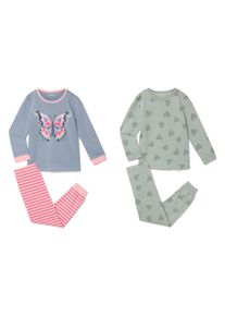 Tchibo - 2 Kinder-Pyjamas - M&auml;dchen - Gr. 134/140 - hellblau/print