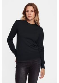 Rundhalspullover Saint Tropez "MilaSZ", Damen, Gr. L, schwarz, Strick, Obermaterial: 80% Viskose, 20% Polyamid, unifarben, regular fit normal, Rundhals, Pullover Rundhalspullover