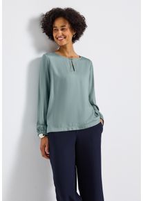 Langarmbluse Street One, Damen, Gr. 44, blau (arona blau), Web, Obermaterial: 100% Viskose, unifarben, regular fit normal, Rundhals, elastischer Bund, Blusen Langarmbluse, mit Cut-Out