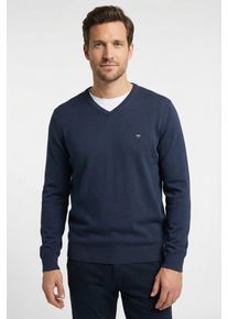 Strickpullover Fynch-Hatton "Fynch-Hatton Pullover mit V-Kragen", Herren, Gr. XXL (58), blau (night), Strick, Obermaterial: 100% Baumwolle, unifarben, bequem h&uuml;ftbedeckend, V-Ausschnitt, Flachstrickb&uuml;ndchen, Pullover Strickpullover, aus Baumwolle, mit V-Ausschnitt, bequeme Passform, Topseller