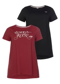 Longshirt Kangaroos, Damen, Gr. 48/50, rot (schwarz, dunkelrot), Jersey, Obermaterial: 60% Baumwolle, 40% Polyester, figurumspielend Po-bedeckend, Rundhals, Shirts Longshirt, Kurzarm, figurumschmeichelnde Passform, gro&szlig;e Gr&ouml;&szlig;en, Topseller