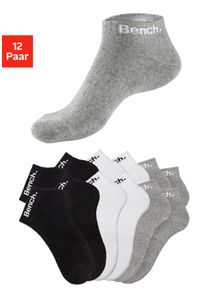 Sportsocken Bench., Damen, Gr. 35-38, schwarz-wei&szlig; (4x schwarz, 4x wei&szlig;, 4x grau, meliert), Baumwollmischung, unifarben, elastisch, Socken Sportsocken, Tennis Kurzsocken mit Halbfu&szlig;frottee, Topseller