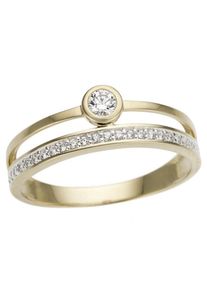 Fingerring Firetti "Schmuck Geschenk Gold 333 Damenring Goldring" Gr. 19, gelb (gelbgoldfarben, wei&szlig;goldfarben, kristallwei&szlig;), Fingerringe, Damen, 19, Gelbgold 333, 2,5mm, Fingerring, mit Zirkonia (synth.)