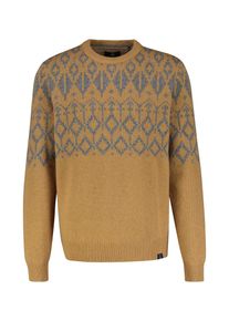 Strickpullover Lerros "Jacquard-Pullover aus gestrickter Schurwolle mit Kaschmiranteil", Herren, Gr. L, beige (bold camel), 88% Schurwolle, 12% Kaschmir, Rundhals, Pullover Strickpullover