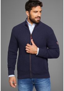Strickjacke DELMAO "Bis Gr&ouml;&szlig;e 3XL", Herren, Gr. S (44/46), blau (dunkelblau), Strick, Obermaterial: 60% Baumwolle, 40% Polyacryl, Waffelmuster, regular fit normal, Rippstrickb&uuml;ndchen, Strickjacken Strickjacke, mit Wabenstruktur, Topseller