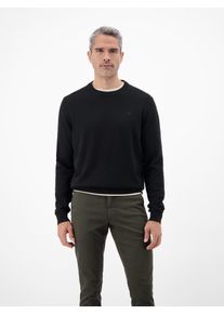 Strickpullover Lerros "Strickpullover aus Woll-Kaschmir-Mix, stilvoll und entspannt", Herren, Gr. S, schwarz, 88% Wolle, 12% Kaschmir, Rundhals, Pullover Strickpullover