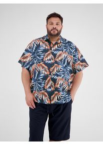Kurzarmhemd Lerros "Hawaiihemd in den Gr&ouml;&szlig;en 3XL bis 6XL", Herren, Gr. 5XL, extraweit, blau (classic navy), 100% Baumwolle, Hemden Kurzarmhemd