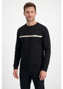 Sweatshirt BOSS "Authentic", Herren, Gr. S, schwarz 001, Sweatware, Obermaterial: 100% Baumwolle, unifarben, regular fit normal, Rundhals, B&uuml;ndchen, Sweatshirts Sweatshirt, aus Baumwoll-Terry mit Streifen und Logo